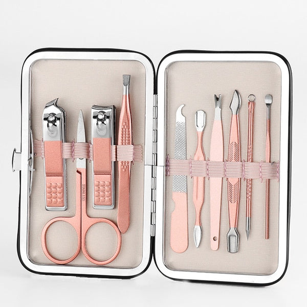 18/16/12/10/7pc Stainless Steel Pedicure Professional Nail Clipper Set Portable Hook Tweezer Manicure Nail Cutter Tool Set